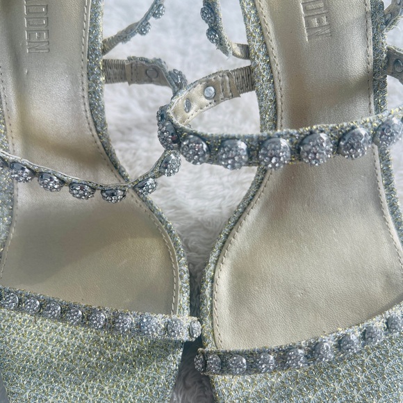 NEW Steve Madden Rhinestone Wrap Heels 8.5 Gold Formal Wedding High Heel Sandals - Picture 15 of 16